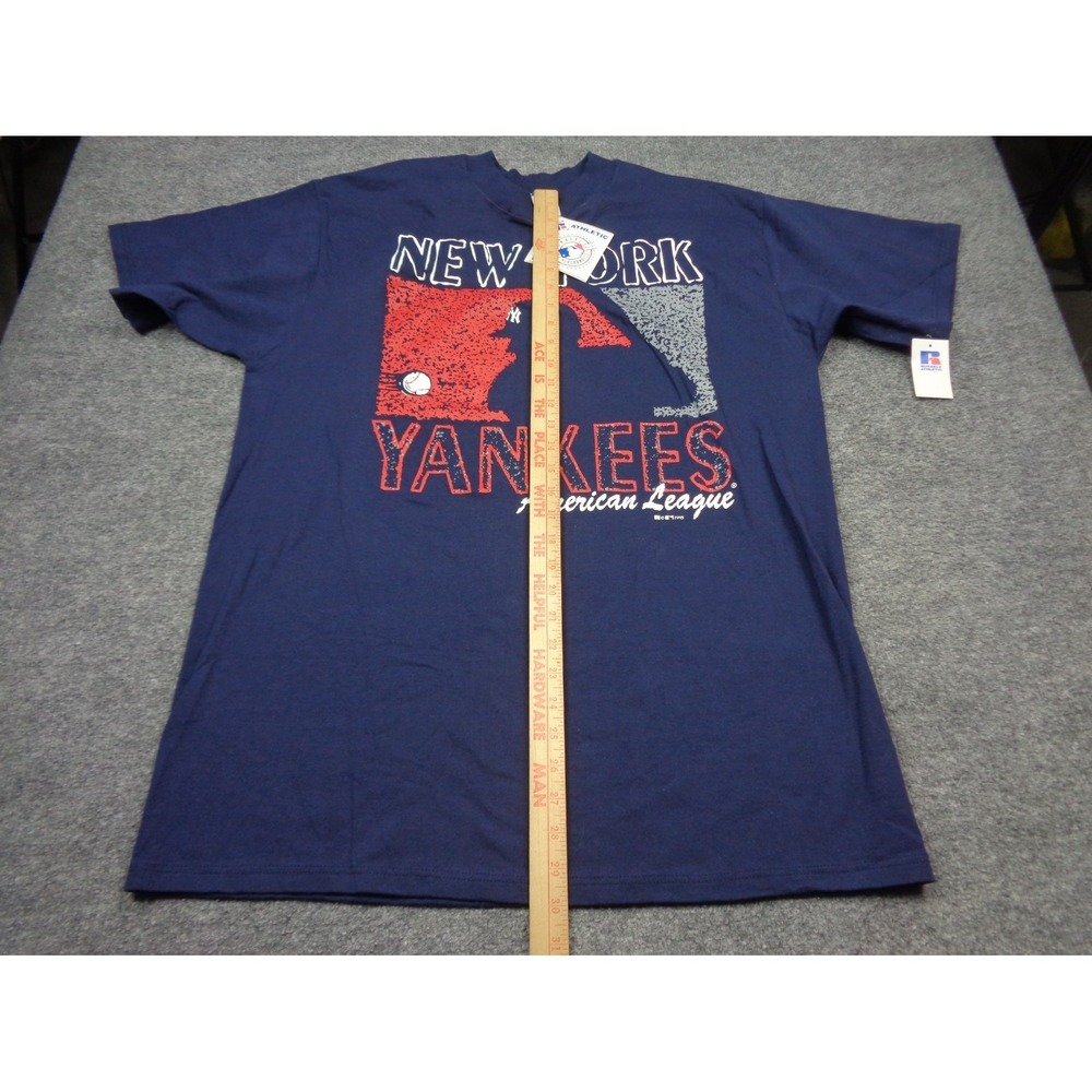 Vtg Russell 90s New York Yankees T Shirt Mens XL Blue Baseball MLB NWT Deadstock - Picture 10 of 12